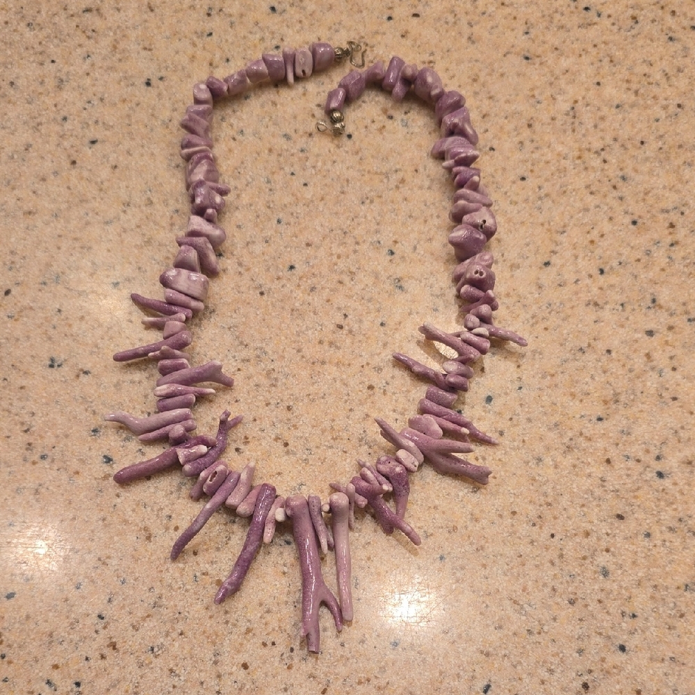 Rare Vintage Lavender Branch Coral Necklace